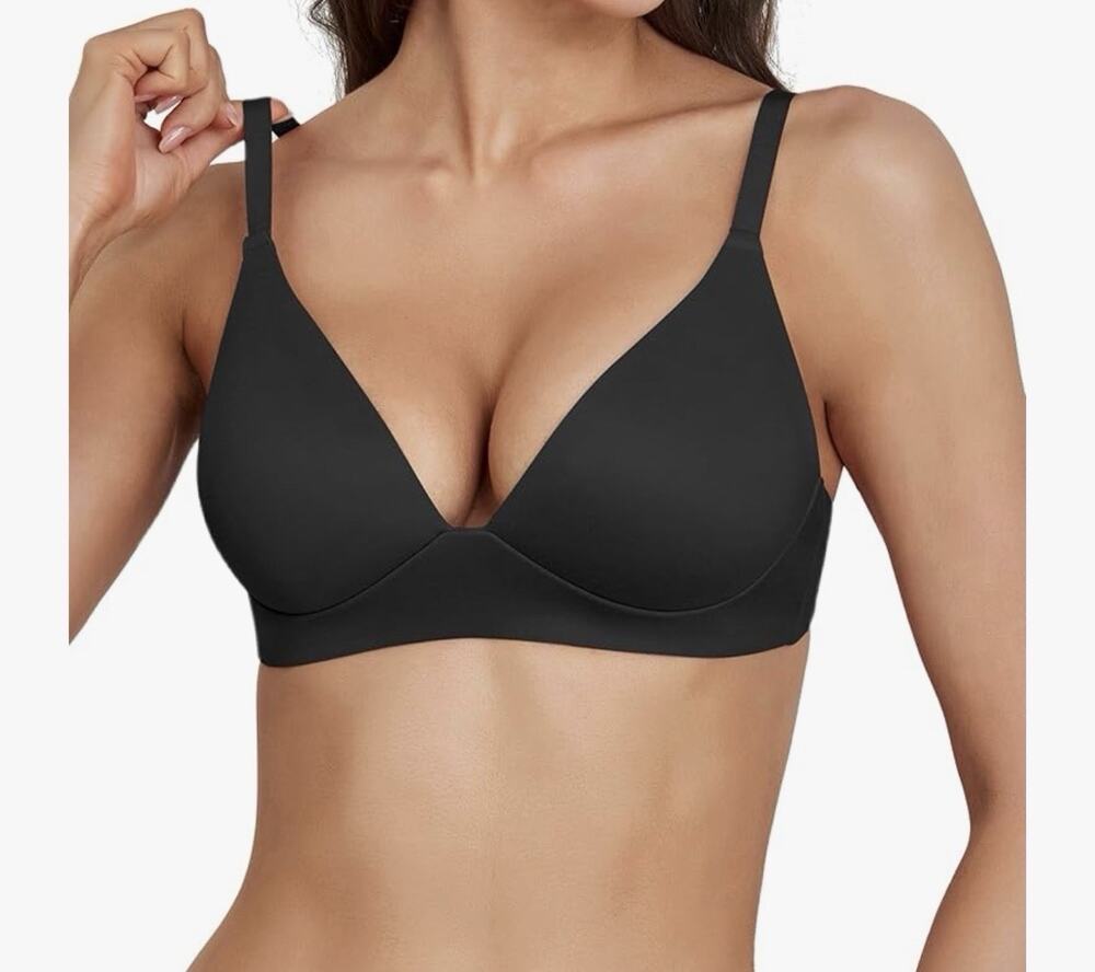 Far-free Women's Triangle Bralette Push Up Deep V Bra, Padded Plunge Wireless...